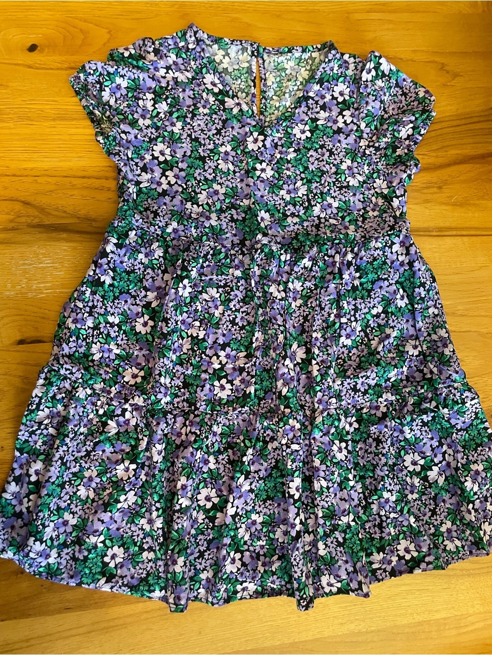J. Crew Purple Green Floral Kids Casual Dress